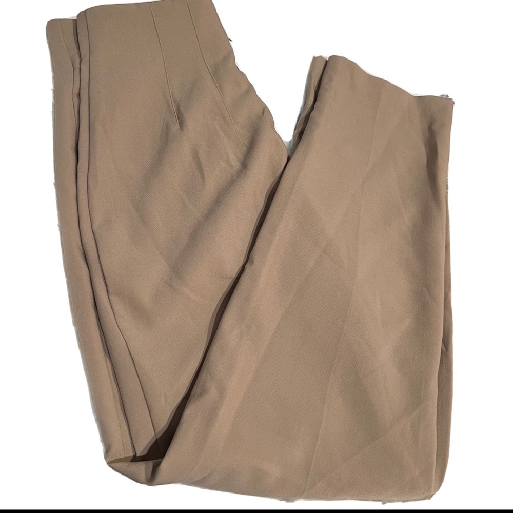 Zara Womens Pants brow High Waisted Straight Leg Trousers Size Small